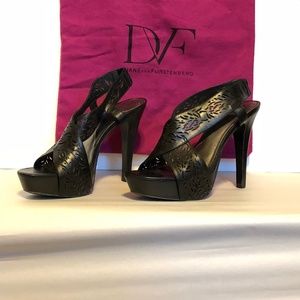 Black Lasercut Platform Sandals